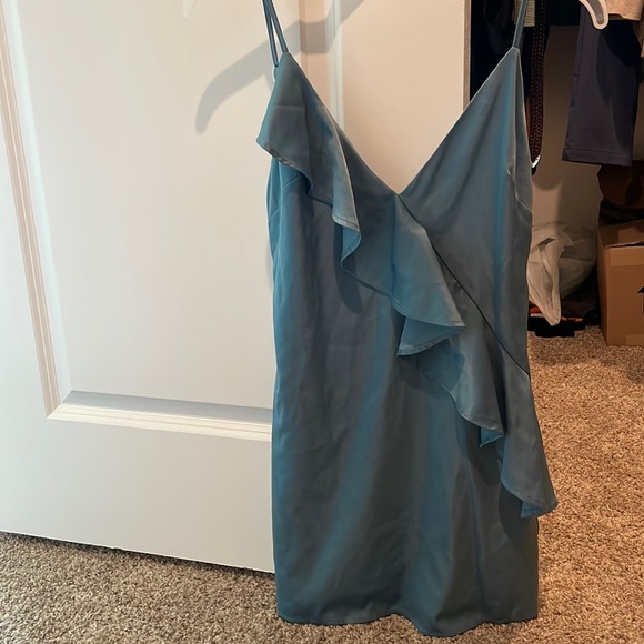 Lovers + Friends Dresses & Skirts - Lovers + Friends blue ruffle satin dress size small